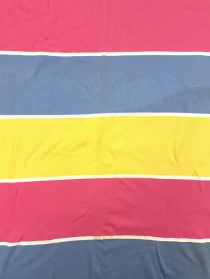 2 YD Polyester Knit Vintage- Pink, Blue and Yellow Wide Stripes