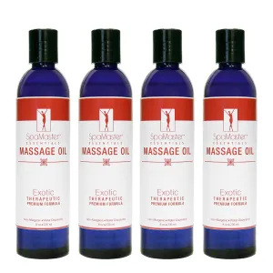 4 Pack 8oz Massage Oil Bottles - Exotic