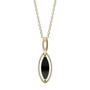 9ct Yellow Gold Whitby Jet Marquise Pendant