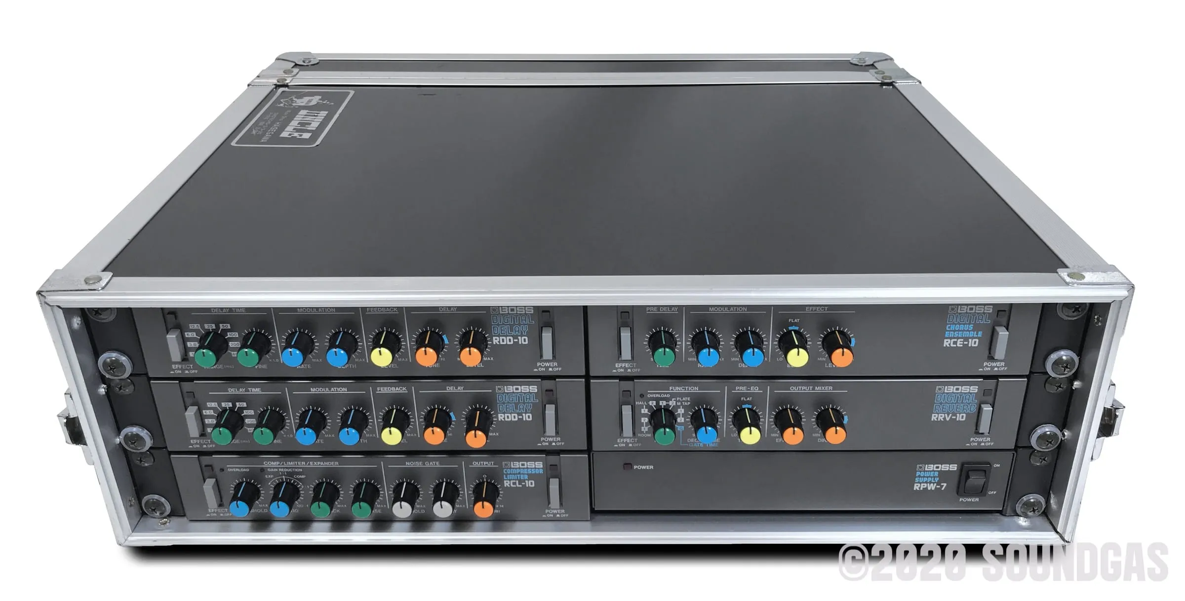 Boss Micro Rack Effects - Delay/ Delay/ Compressor/ Chorus / Reverb - Cased Set