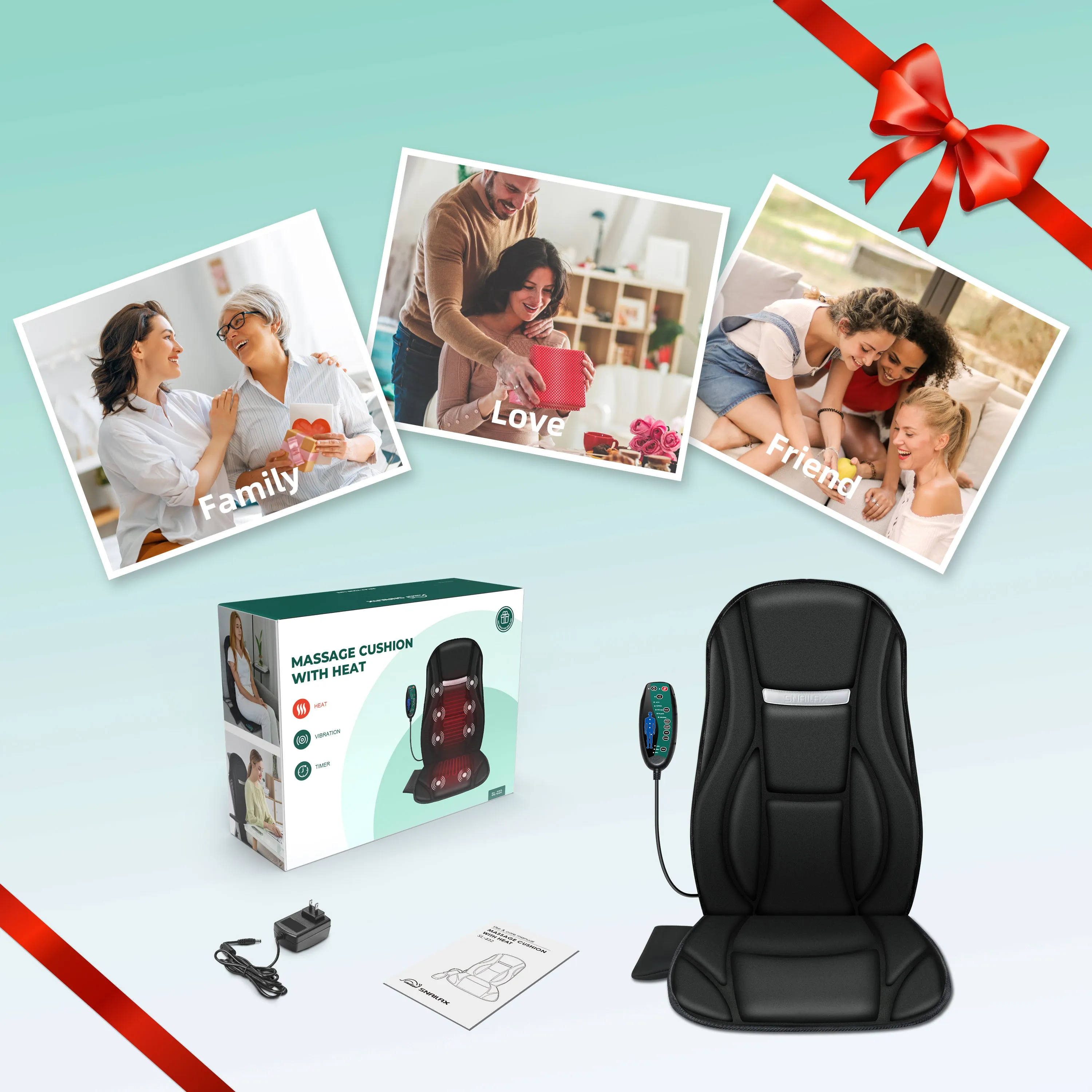 Heated Seat Massager with 8 Vibrating Motors & 5 Modes - SL-222