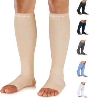 NEWZILL Compression Socks for Women & Men Circulation 20 mmHg, Graduated Open Toe, Cotton Compression Socks for Nurses