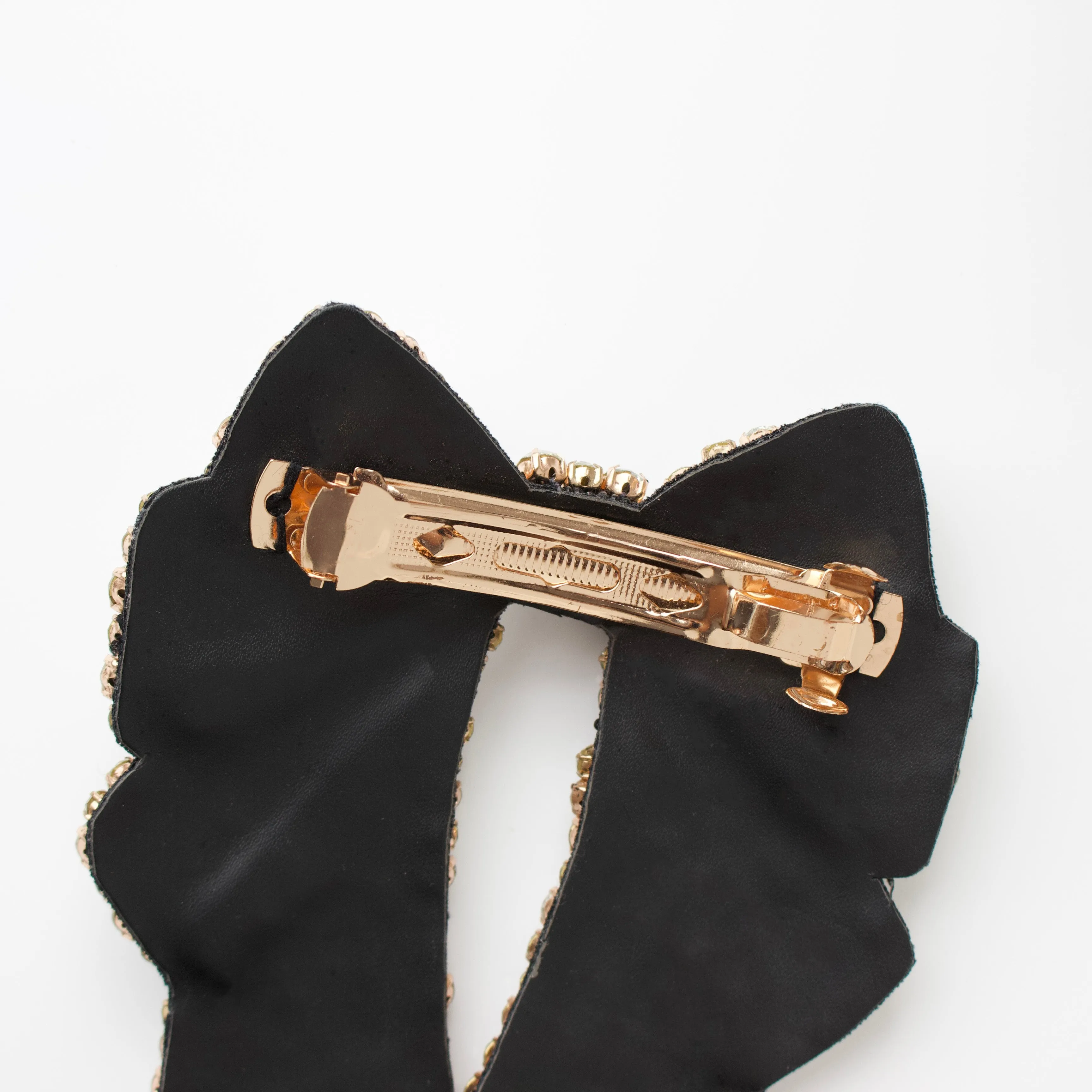 SAMPLE SALE- Black PU Embellished Bow