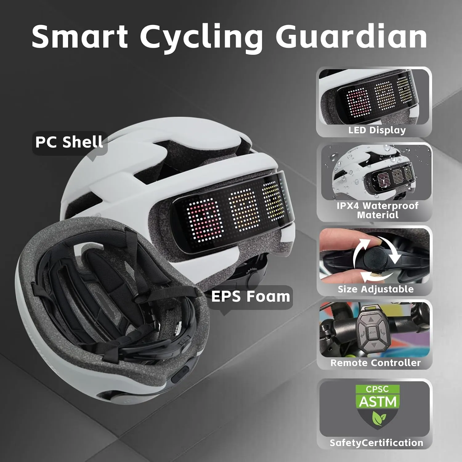 Smart Bike Helmet with Light: Bicycle Helmets for Adult Teens for Mountain & Road Cycling Electric Scooter Skateboard Skating